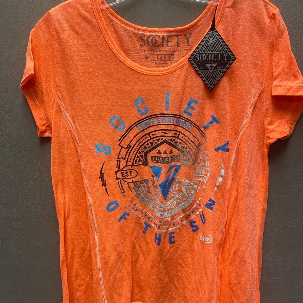 Society of the Sun T-Shirt. Large NWT Pale Orange